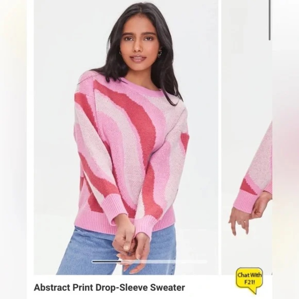 Abstract Print Drop- Sleeve Sweater. NWT. Size S.